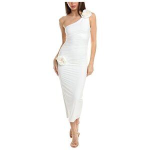 BARDOT Lilita Rosette One-Shoulder Stretch Jersey Midi Dress in Orchid White XS